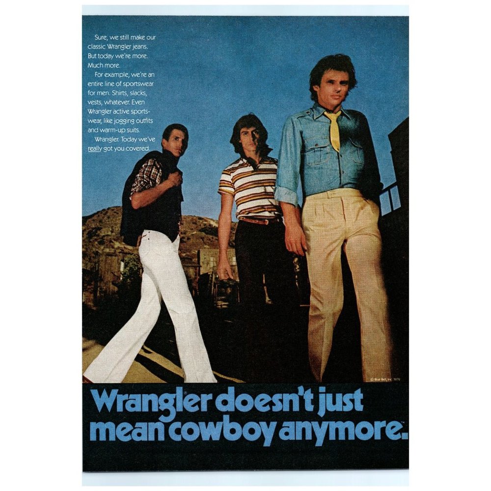 1979 Wrangler Menswear Sportswear Vintage Print Ad 70s Fashion Wall Art Photo